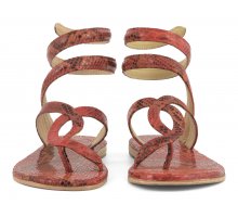Original Wrap up pyton printing leather sandal F08171824-0281 In Saldi